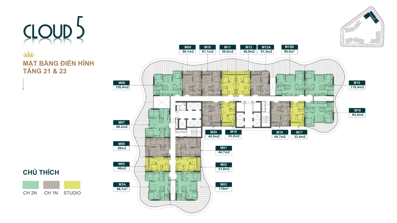 Mặt bằng căn hộ chung cư royal mansion tầng 21 và 23